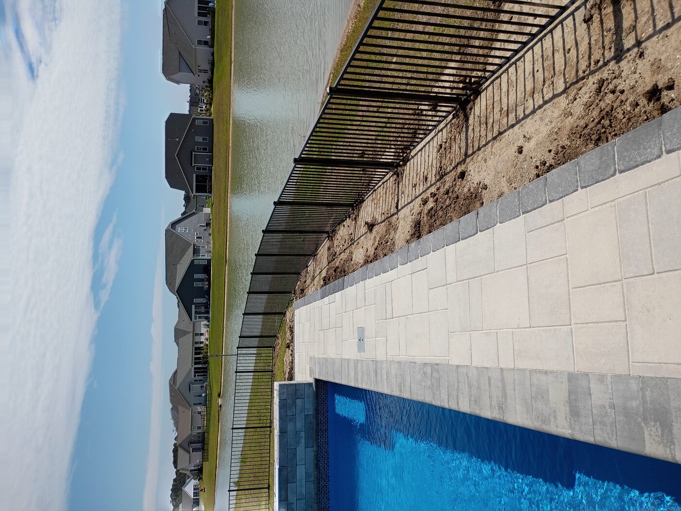 Poolside fence installation