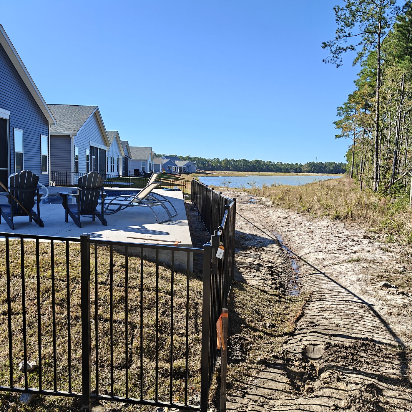 Fence along pool deck